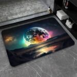 3D Bathroom Mat – Non-Slip Water Absorbent Rubber Shower Rug with High Pile, Easy Care Floor Mat for Bathroom, Kitchen & Home Decor - full moon
