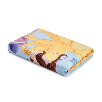 Kids Cotton Bath Towel – 67x130 cm, 380 GSM, Quick-Dry & High Absorbency (Disney Princess – Light Blue)