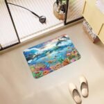 3D Bathroom Mat – Non-Slip Water Absorbent Rubber Shower Rug with High Pile, Easy Care Floor Mat for Bathroom, Kitchen & Home Decor - sea turtle