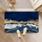 3D Bathroom Mat - Non Slip Water Absorbent Texture Square Bathroom Shower Mat Thin Shower Rugs, Perfect for Home Office & Kitchen, Bathroom Decor(60 _ 40) (Blue Marble)