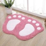 Cute Footprint Microfiber Bath Mat – Non-Slip, Water Absorbent, Quick Dry Bathroom Rug & Doormat - Pink