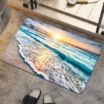 3D Bathroom Mat – Non-Slip Water Absorbent Rubber Shower Rug with High Pile, Easy Care Floor Mat for Bathroom, Kitchen & Home Decor - beach