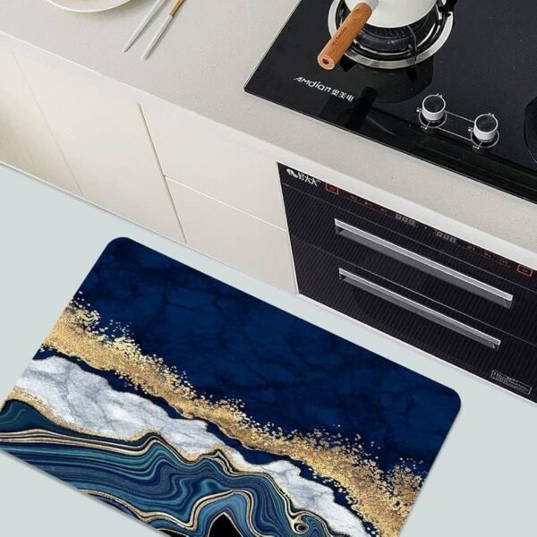 3D Bathroom Mat - Non Slip Water Absorbent Texture Square Bathroom Shower Mat Thin Shower Rugs, Perfect for Home Office & Kitchen, Bathroom Decor(60 _ 40) (Blue Marble)