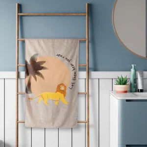 Kids Cotton Bath Towel – 67x130 cm, 380 GSM, Quick-Dry & High Absorbency (Disney Mufasa – Blush)