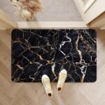 3D Bathroom Mat - Non Slip Water Absorbent Texture Square Bathroom Shower Mat Thin Shower Rugs, Perfect for Home Office & Kitchen, Bathroom Decor(60 _ 40) (Black Marble)