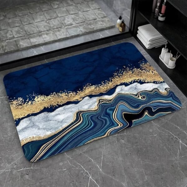 3D Bathroom Mat - Non Slip Water Absorbent Texture Square Bathroom Shower Mat Thin Shower Rugs, Perfect for Home Office & Kitchen, Bathroom Decor(60 _ 40) (Blue Marble)
