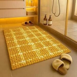 Bathroom Mat (40x60 cm) – Anti-Slip, Water-Absorbent Cotton & Polyester Floor Mat for Home, Bathroom & Doorway - Yellow