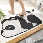 Cute Footprint Microfiber Bath Mat – Non-Slip, Water Absorbent, Quick Dry Bathroom Rug & Doormat - panda
