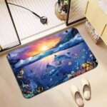 3D Bathroom Mat – Non-Slip Water Absorbent Rubber Shower Rug with High Pile, Easy Care Floor Mat for Bathroom, Kitchen & Home Decor - sunset