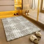 Bathroom Mat (40x60 cm) – Anti-Slip, Water-Absorbent Cotton & Polyester Floor Mat for Home, Bathroom & Doorway - Light Grey
