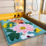 Nature Super Soft Mat (40x60 cm) – Luxurious Microfiber, Super Absorbent, Anti-Skid Floor Mat for Bathroom, Bedroom, Kitchen & Home (Pack of 2) - Blue