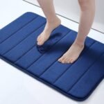 Memory Foam Bath Mat (40x60 cm) – Super Absorbent, Non-Slip, Cushioned Bathroom & Bedroom Floor Mat, Machine Washable - Navy Blue
