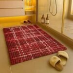 Bathroom Mat (40x60 cm) – Anti-Slip, Water-Absorbent Cotton & Polyester Floor Mat for Home, Bathroom & Doorway - Burgundy
